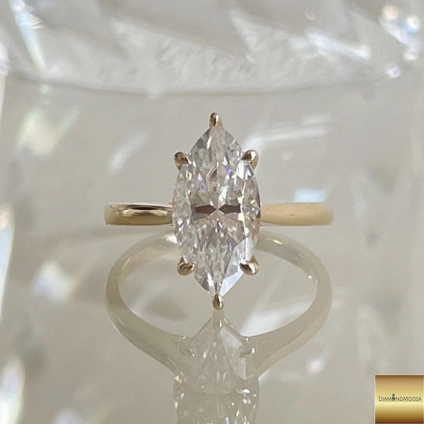 Markiezin Kathedraal Moissanite Ring 10K Geel Gouden Verlovingsring/3 Carat Solitaire Moissanite Ring Verjaardag Ring voor Vrouwen Paascadeau