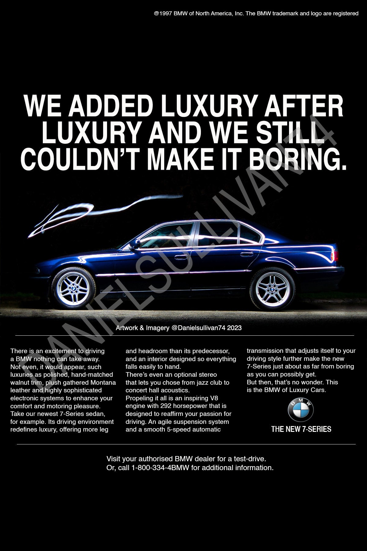 BMW E38 7 Series Original Advert Reproduction Print 728i 735i 740i 750i  740il 750il