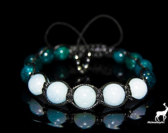 Aquamarine Gemstone  Bracelet,Mens Beaded Adjustable Macrame Bracelet,Healing Crystal Gift  For Men,Apatite Jewelry For  Bracelet Men