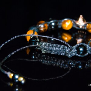 Tigerauge Edelstein Armband, Herren Perlen verstellbares Makramee Armband, Heilkristall Geschenk für Männer, Tigerauge Schmuck für Armband Männer Bild 5