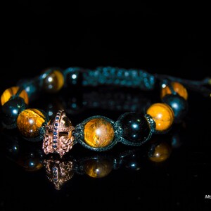 Tigerauge Edelstein Armband, Herren Perlen verstellbares Makramee Armband, Heilkristall Geschenk für Männer, Tigerauge Schmuck für Armband Männer Bild 4