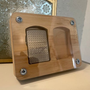 Uchwyt ścienny na zapalniczkę Zippo, kolekcjonerska rama do montażu na ścianie na 2 Zippo z ochroną z pleksiglasu