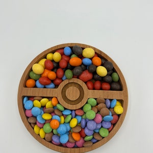 Beech Wood Pokeball Snack Plate Perfect for Pokemon Fans Kick Pokemon Ball image 3