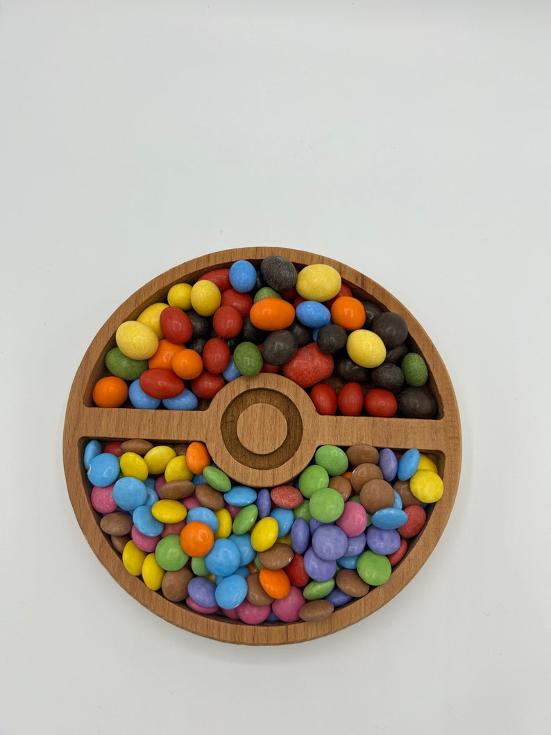 Beech Wood Pokeball Snack Plate Perfect for Pokemon Fans Kick Pokemon Ball image 3