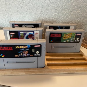 SNES スーパーファミコン カートリッジ ゲーム 20 個用木製モジュール スタンド (PAL)