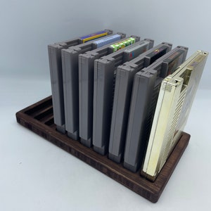 NES 任天堂カートリッジ木製モジュールスタンド 10 ゲーム用ダーク竹材