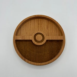 Beech Wood Pokeball Snack Plate Perfect for Pokemon Fans Kick Pokemon Ball image 1