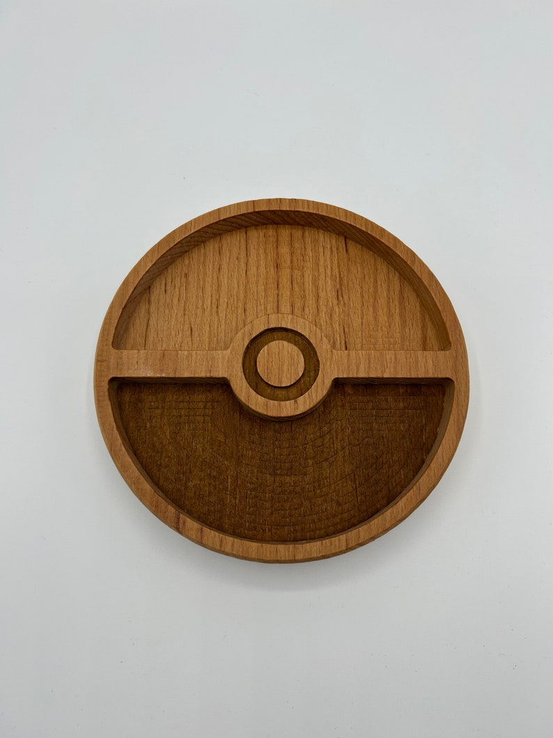 Beech Wood Pokeball Snack Plate Perfect for Pokemon Fans Kick Pokemon Ball image 1