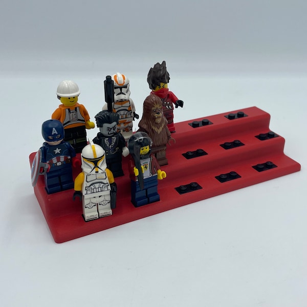 Aufsteller Vitrine Display für 16 Lego® Minifiguren Sammelserien in rot