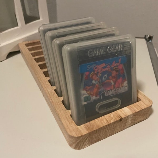 Sega Game Gear games with case modules wooden oak holder stand