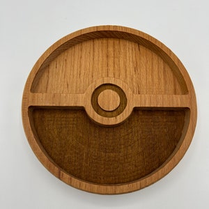 Beech Wood Pokeball Snack Plate Perfect for Pokemon Fans Kick Pokemon Ball image 2