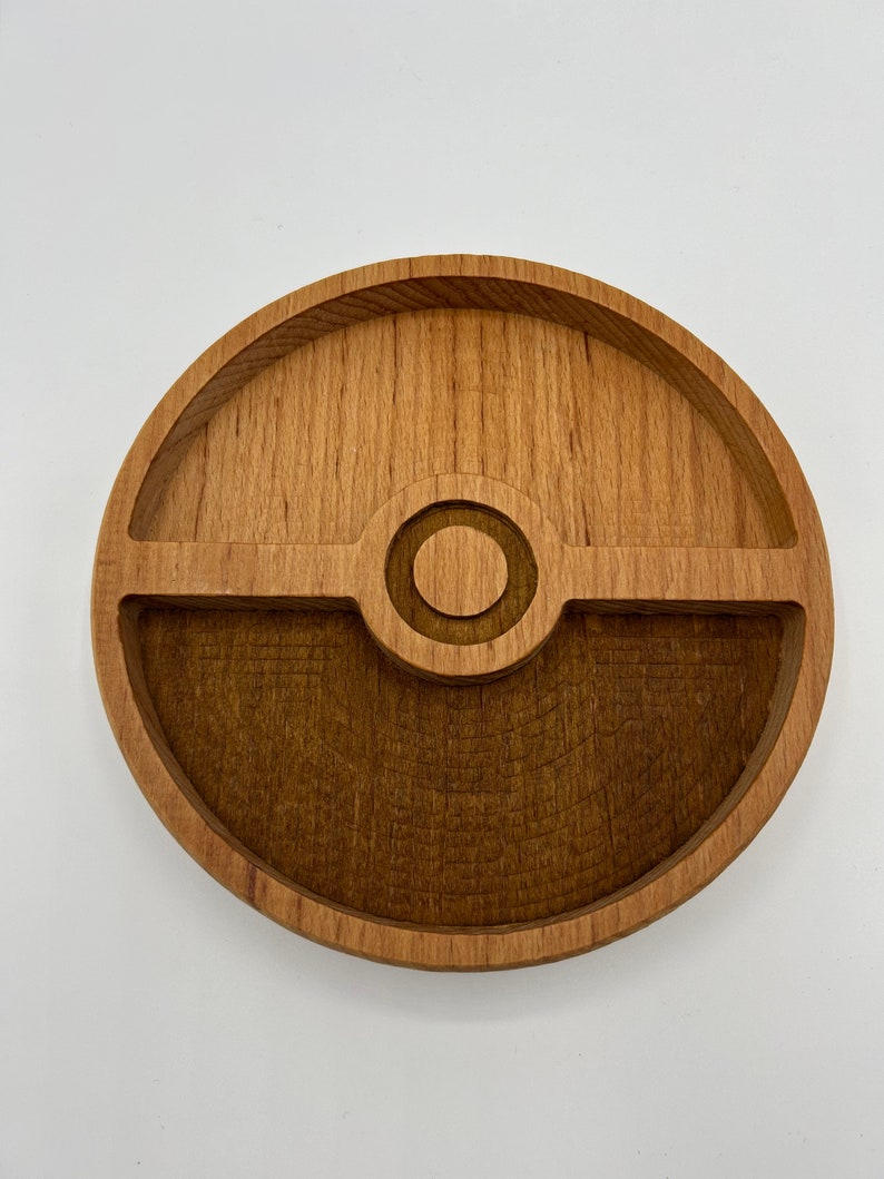 Beech Wood Pokeball Snack Plate Perfect for Pokemon Fans Kick Pokemon Ball image 2