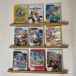 3x Games Shelf Wall Mount Display Showcase for Nintendo Wii Games