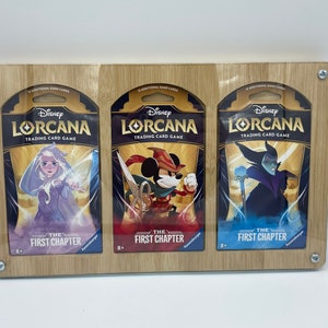 Moldura de colecionador para 3 boosters com manga de cartão colecionável Disney's Lorcana feitos de bambu