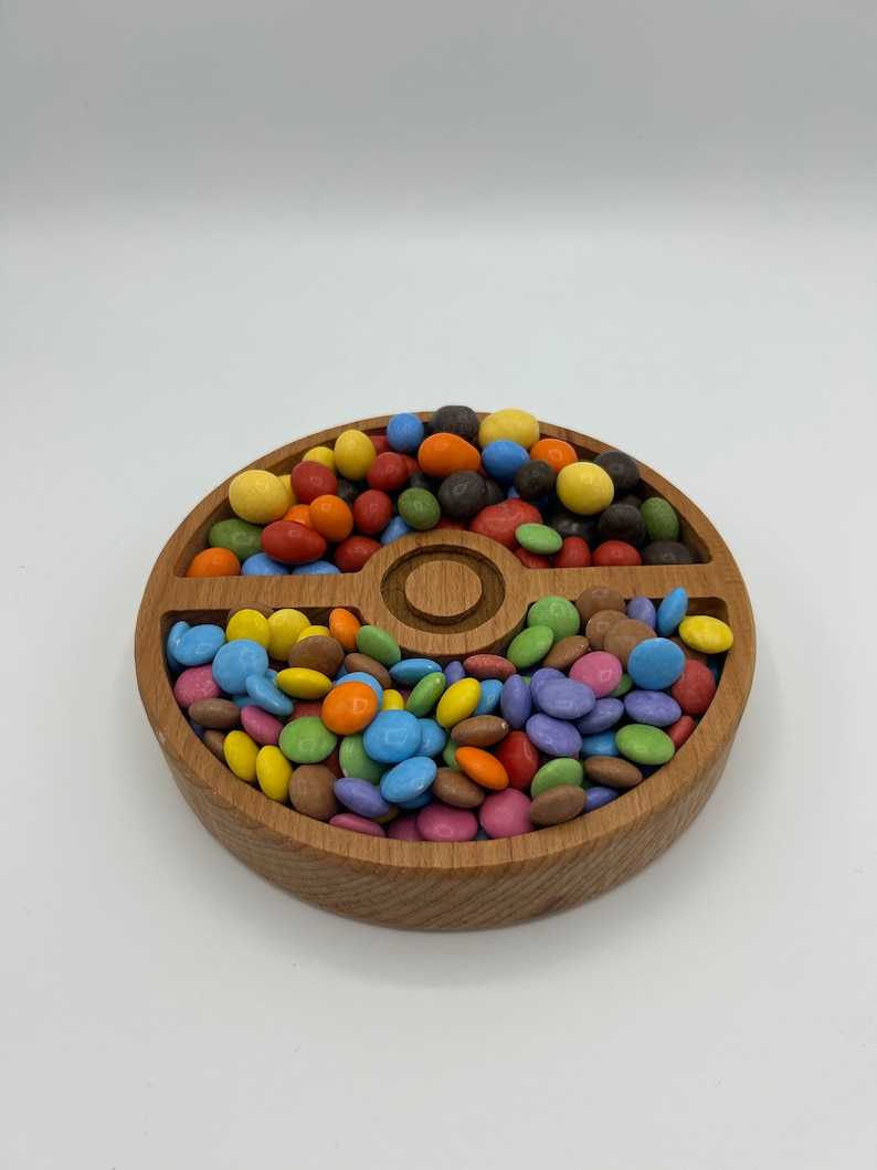 Beech Wood Pokeball Snack Plate Perfect for Pokemon Fans Kick Pokemon Ball image 6