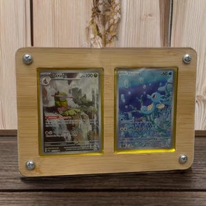Displayrahmen aus Bambus für 2 Sammelkarten – passend für TCG Karten wie Pokémon, Magic und Yu-Gi-Oh
