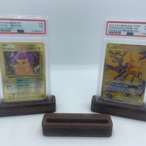 3x Kartenhalter Ständer l TCG l Sammelkarten PSA l Pokemon l Magic dunkles Bambusholz