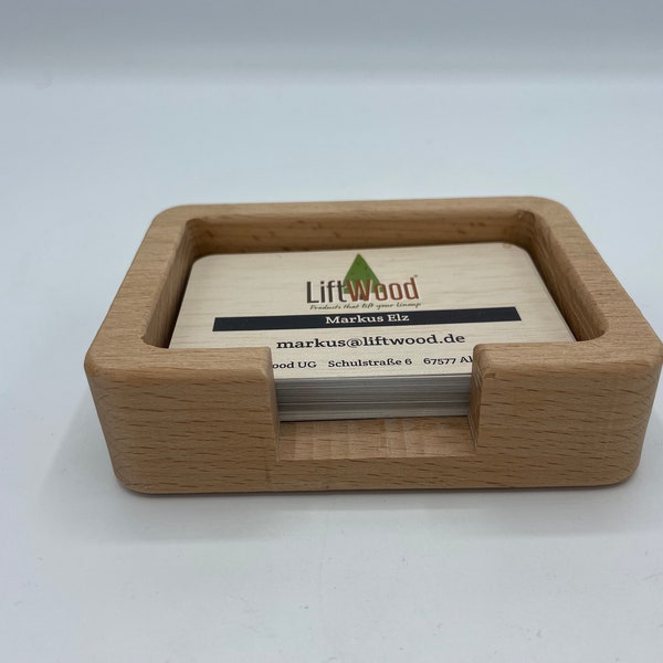 Business card holder solid wood beech accessories business card stand tray business cards