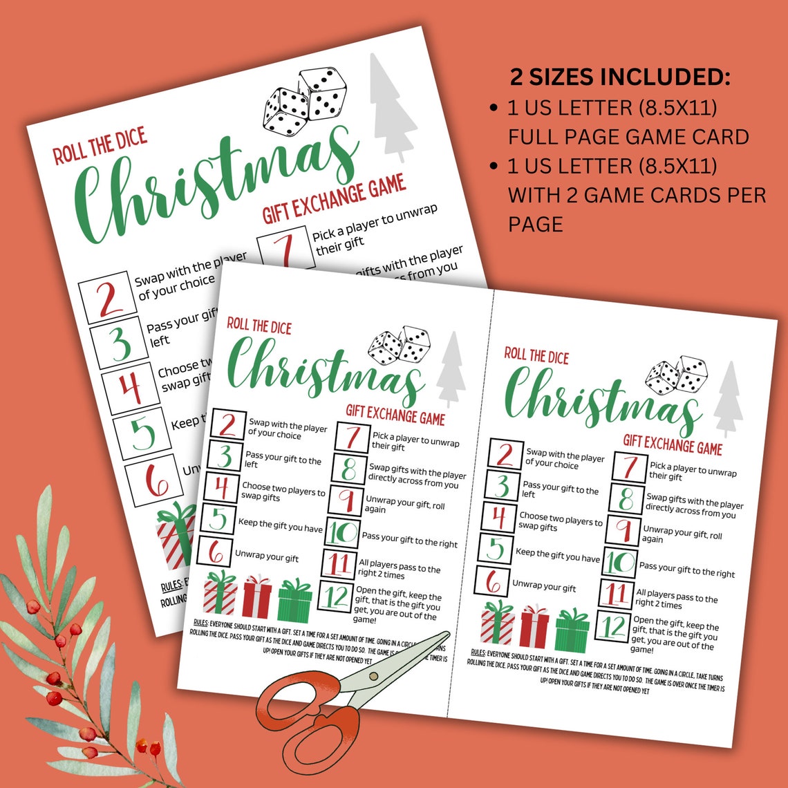 Roll the Dice Christmas Gift Exchange Game, Dice Gift Exchange Game