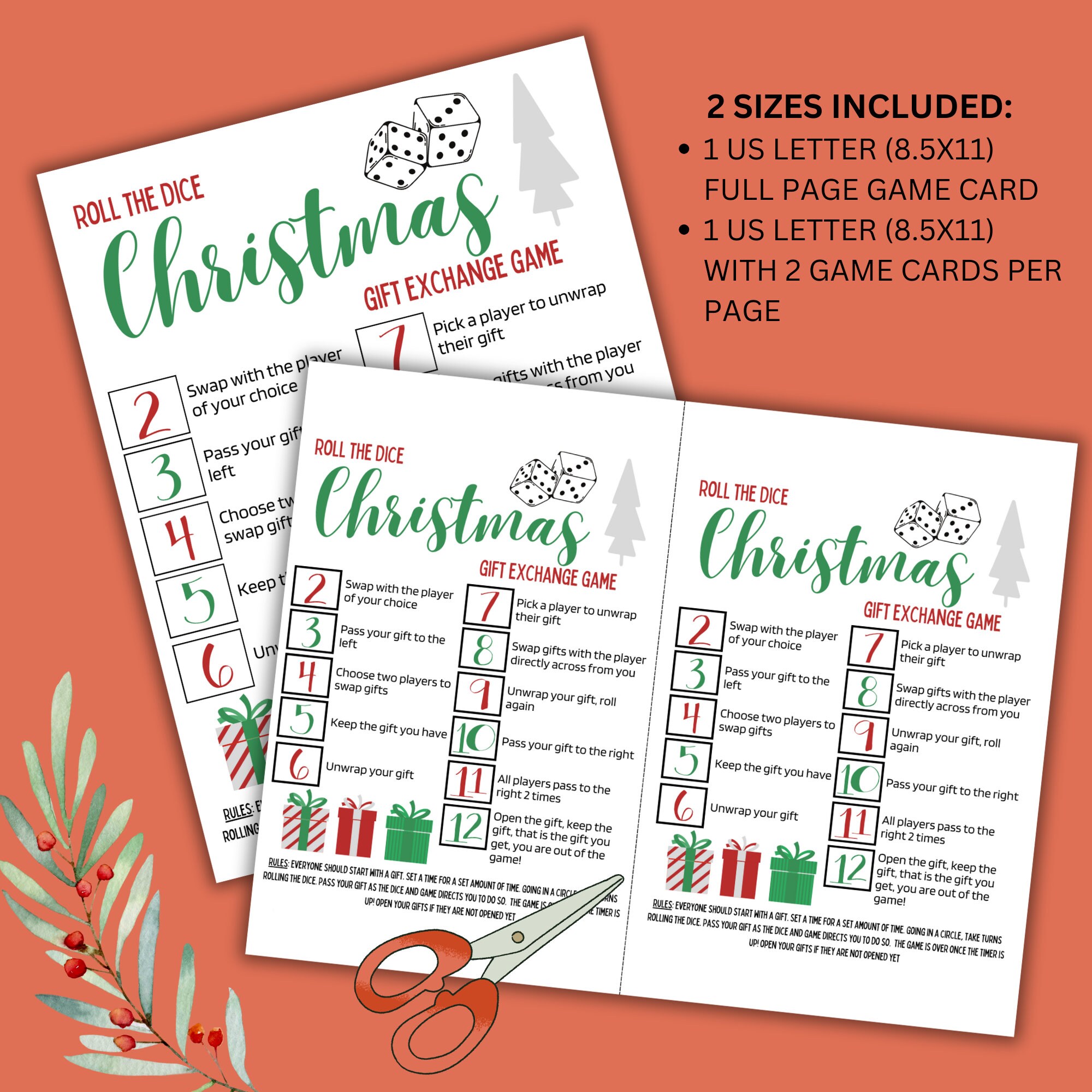 Roll the Dice Christmas Gift Exchange Game, Dice Gift Exchange Game