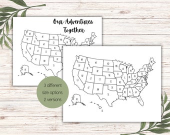 United States Map, United States Coloring Map, State Initials, Instant Download, Printable Map, Sales Map, USA Travel Map, Goal Map