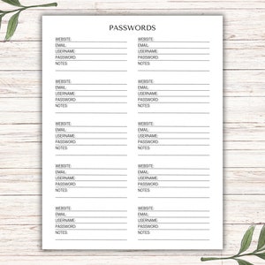 Password Tracker Printable and Fillable, Password Log, Password Keeper, Instant Download, US Letter, A4