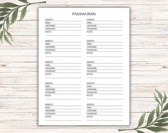 Printable Password Tracker Log: US Letter & A4 (Digital Download)