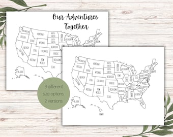 USA Coloring Map: United States Travel Tracker (Digital Download)