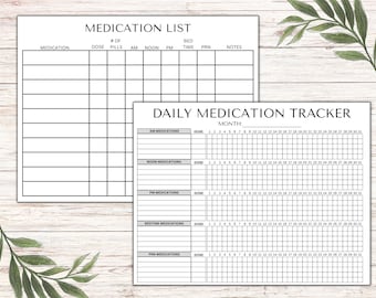 Daily Medication Tracker, Medication Log, Daily Medication Sheet,  Medication List, Printable, Instant Download, Editable in Canva