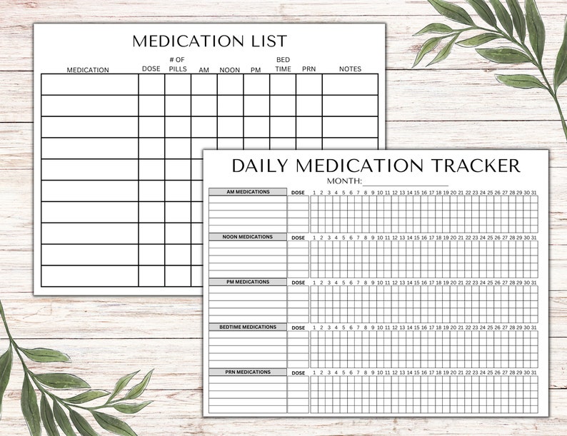 Daily Medication Tracker, Medication Log, Daily Medication Sheet, Medication List, Printable, Instant Download, Editable in Canva image 1