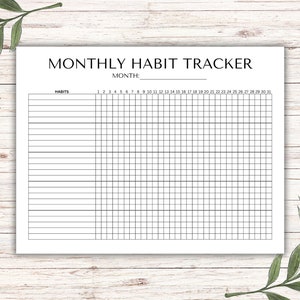 Monthly Habit Tracker Printable Landscape, Habit Tracker Template, Daily Tracker, Routine Tracker, Instant Download