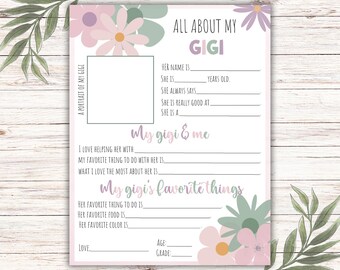 私のジジについて：おばあちゃんへのプレゼント（印刷可能）（ダウンロード不要）