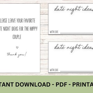 Date Night Idea Cards: Bridal Shower Game (Printable PDF)
