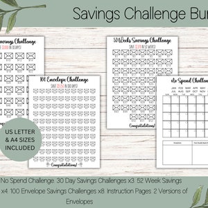 Money Savings Challenge Bundle, Savings Tracker Bundle, Printable, 52 Week Savings Challenge, 100 Envelope Challenge, 30 Day Challenge