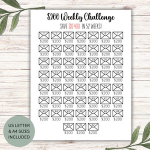 52 Week Savings Challenge, Savings Tracker, 10k in 52 Weeks, Money Challenge, Instant Download, Printable