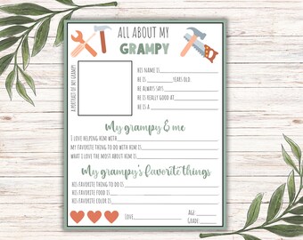 Grampy Fill-In Printable: Personalized Grandpa Gift (Instant Download)