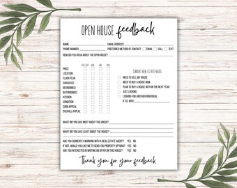 オープンハウスフィードバックフォーム：不動産業者アンケート（印刷可能なPDF）