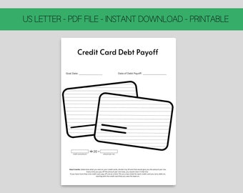 Credit Card Loan Payoff, Printable Debt Tracker, Instant Download, Printable Coloring Sheets, Debt Payoff, Debt Snowball