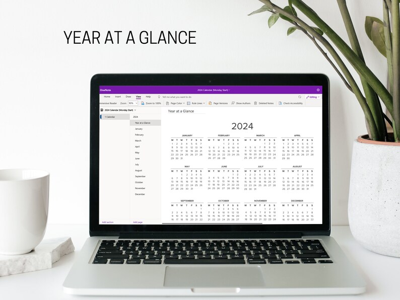 Onenote 2024 Monthly Calendar Monday Start, Year at a Glance, Calendar
