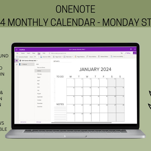 Onenote Calendar Etsy