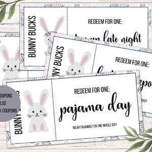Easter Bunny Bucks Coupons: Kids Reward Tokens (Printable)