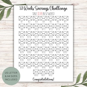 52 Week Savings Challenge, Savings Tracker, 1378 in 52 Weeks, Money Challenge, Instant Download, Printable