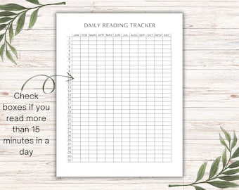 毎日の読書トラッカー（印刷可能）：USレターサイズとA4サイズ（即時ダウンロード）
