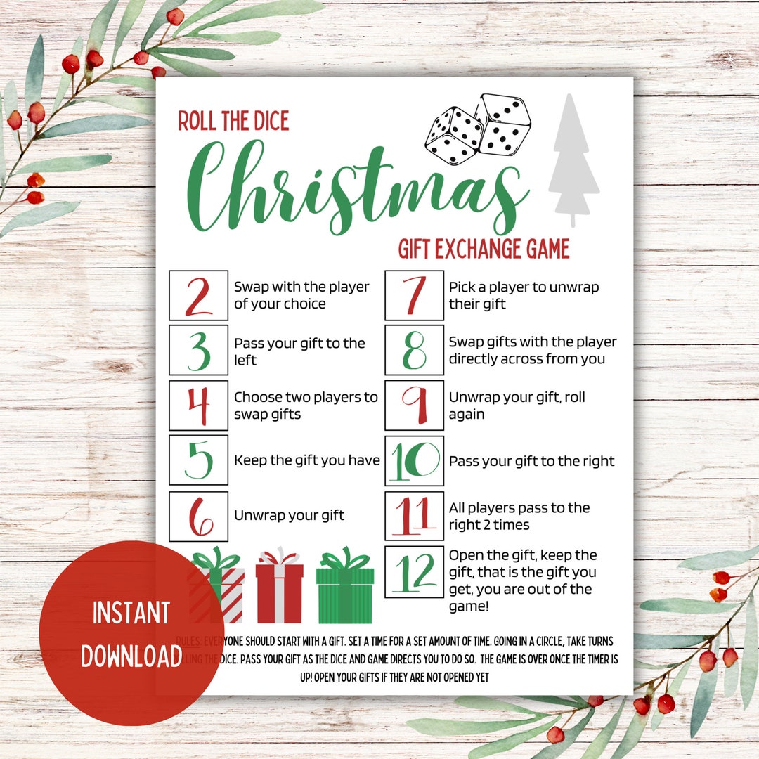 Roll the Dice Christmas Gift Exchange Game, Dice Gift Exchange Game