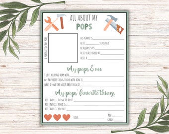 Personalized Grandpa Printable, Fill in the Blank Gift (Instant Download)