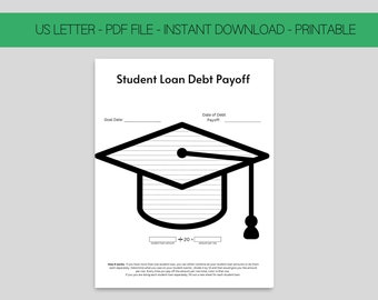 Student Loan Debt Payoff Tracker: Printable Coloring Sheet (PDF)