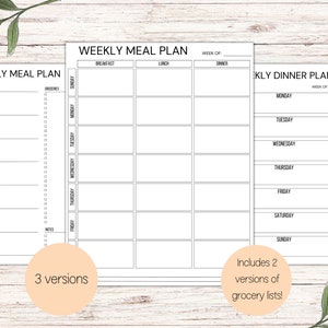 Printable Weekly Meal Planner: Family Menu & Grocery List (Digital Download)