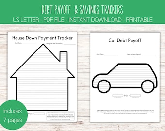 Debt Payoff Trackers, Savings Trackers, Debt Snowball, Instant Download, Debt Coloring, Savings Color Sheet