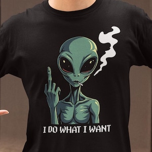 Rolig Alien Graphic T-shirt: Sarkastisk Y2K-humor