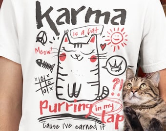 Karma Cat Graphic T-Shirt: Zen Spiritual Clothing